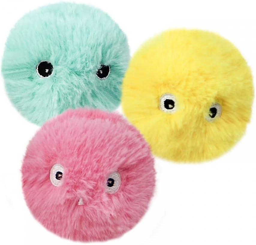 Interactive Plush Play Balls for Cats with Animal Sounds (Pack of 3)