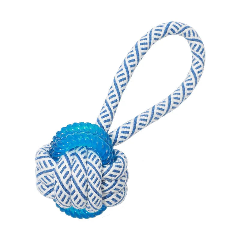 Dog Toy with Rubber Ball and Rope - Chew, Tug, and Play Toy