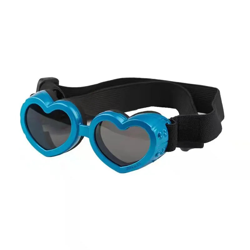 Heart-Shaped Dog Sunglasses with Adjustable Headband - UV Protection for Dog's Eyes