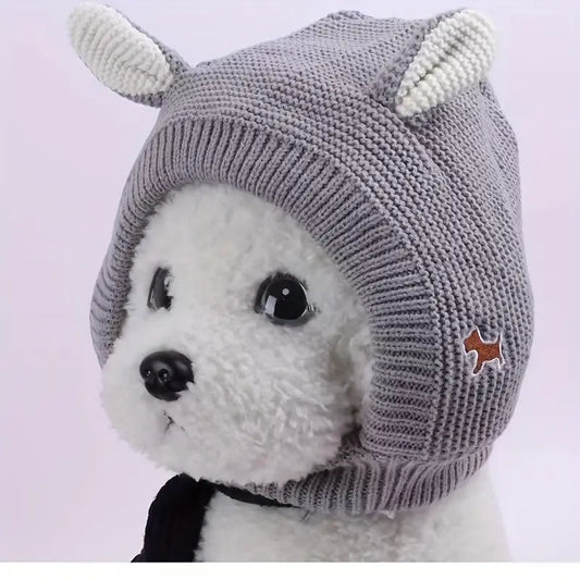 Warm Knitted Hat with Ears for Dogs