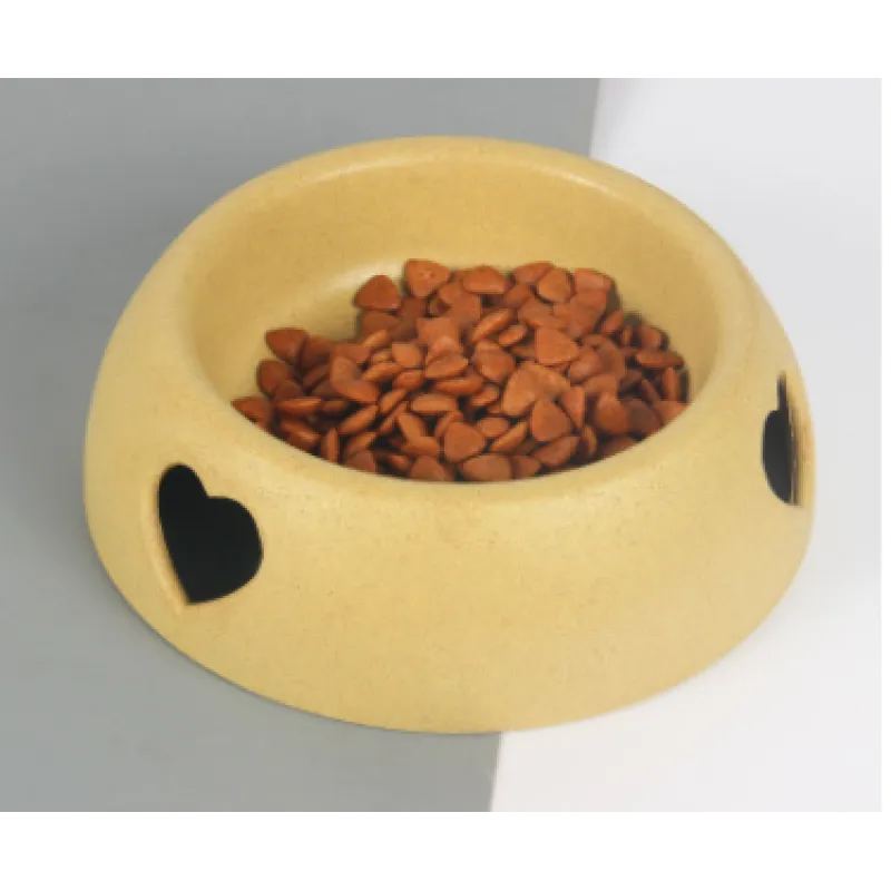 Dog Bowl Made from Natural Material – Food and Water Bowl with Heart Design