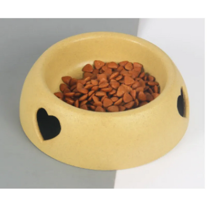 Dog Bowl Made from Natural Material – Food and Water Bowl with Heart Design