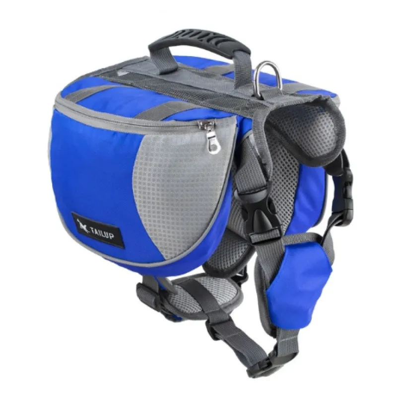 Dog Backpack for Outdoor Activities – Adjustable and Waterproof in Red and Grey