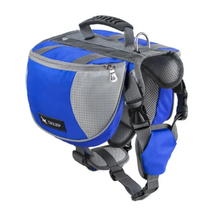 Dog Backpack for Outdoor Activities – Adjustable and Waterproof in Red and Grey