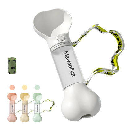 Dog Water Bottle in the Shape of a Bone - Portable Water Dispenser with Bowl