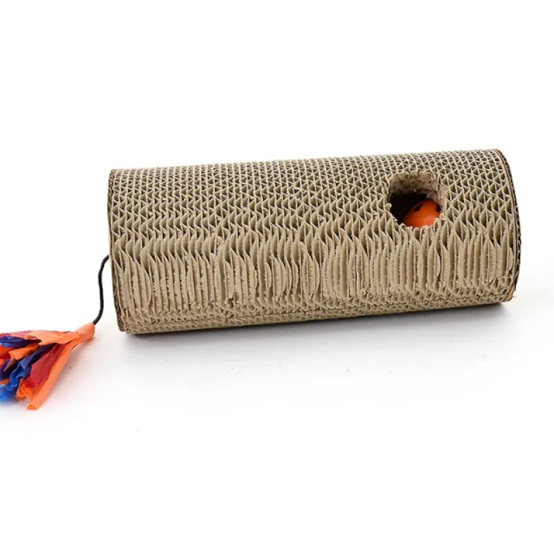 Cardboard Cat Scratching Roll - Scratching Toy with Multicolored Fringe and Hole