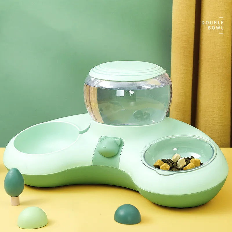 2-in-1 Pet Bowl with Automatic Water Dispenser and Non-Slip Design