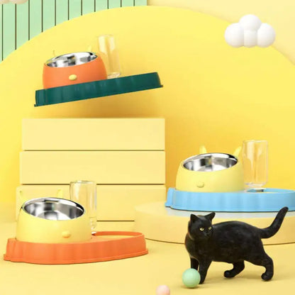 Pet Feeding Station with Water Dispenser - Cute Feeder for Dogs and Cats