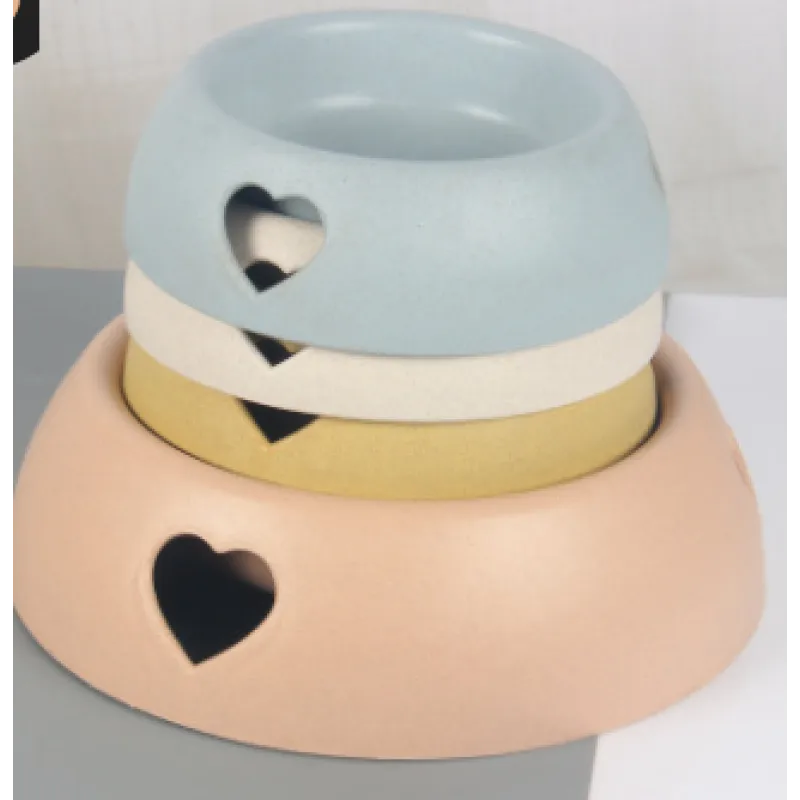 Dog Bowl Made from Natural Material – Food and Water Bowl with Heart Design