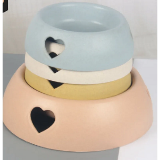 Dog Bowl Made from Natural Material – Food and Water Bowl with Heart Design