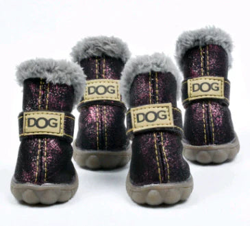 Cozy Leather-Look Winter Boots for Dogs