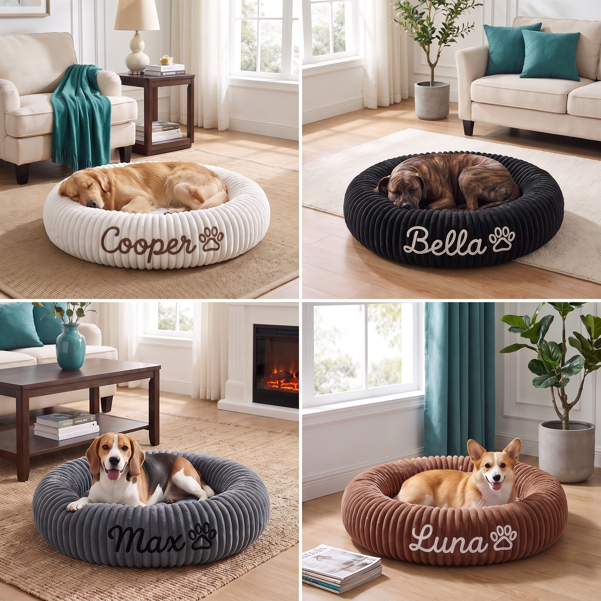 Personalized Round Fluffy Dog Bed