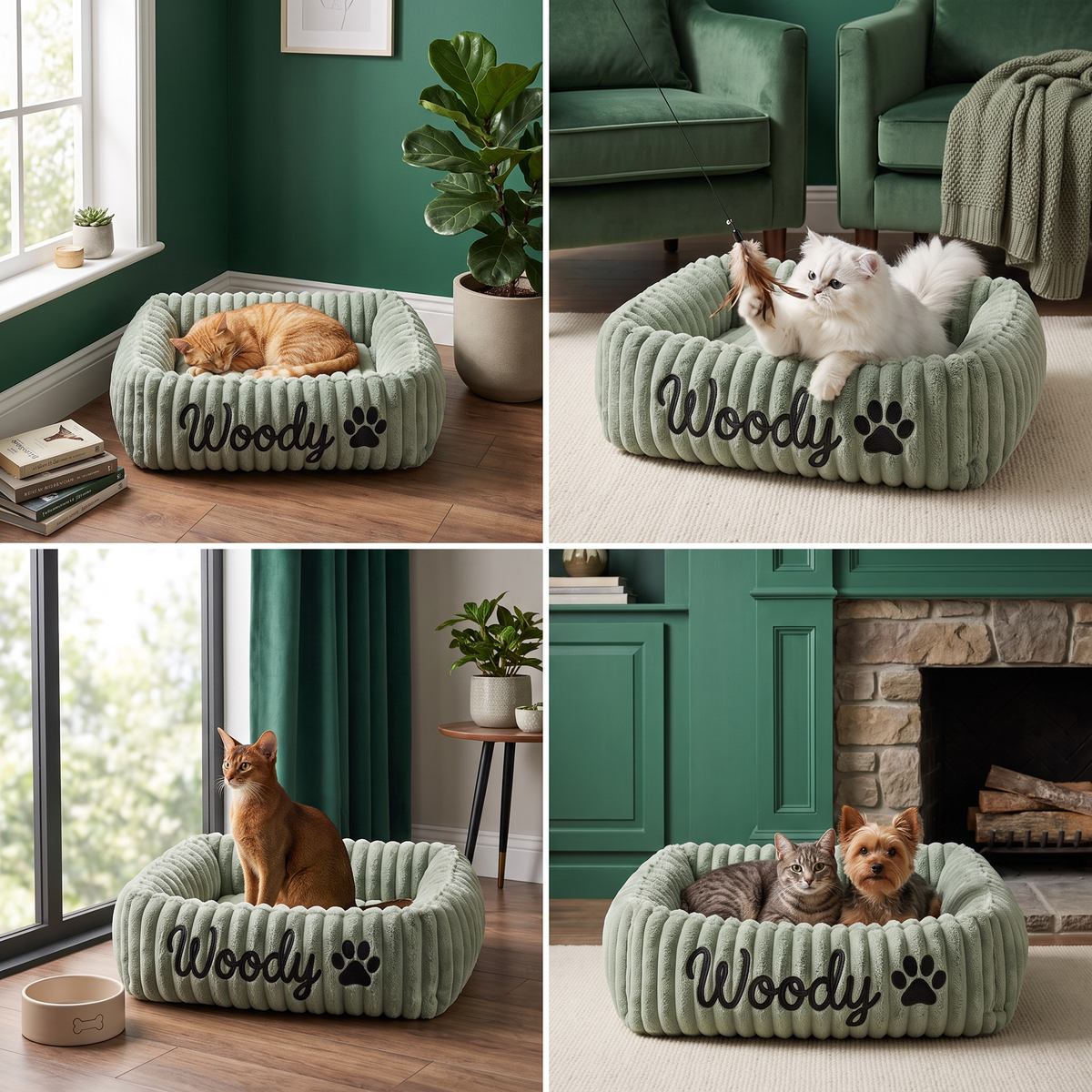 Personalized Fluffy Cloud Cat Bed with Soft Bolsters