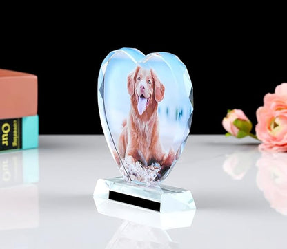 Custom 2D/3D Crystal Heart with Laser Engraving and Light