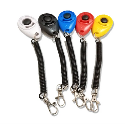 Dog Trainer Clicker - Ergonomic Clicker with Spiral and Carabiner