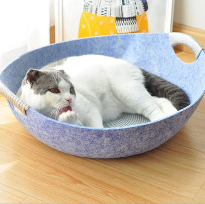 Felt Pet Bed for Cats - Soft and Comfortable Basket with Handles