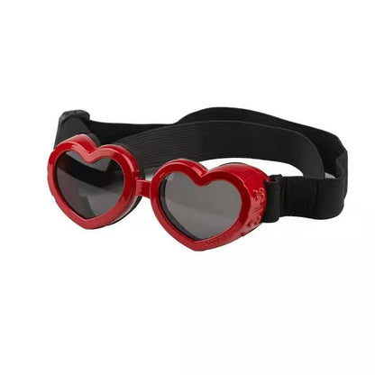 Heart-Shaped Dog Sunglasses with Adjustable Headband - UV Protection for Dog's Eyes