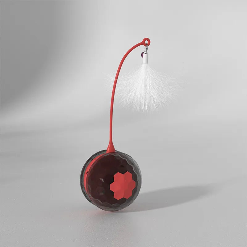 Interactive Cat Toy with Feather - Electronic Toy Ball for Cats