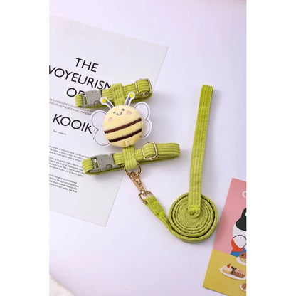 Adorable Dog Harness with Bee Pattern - Adjustable Leash