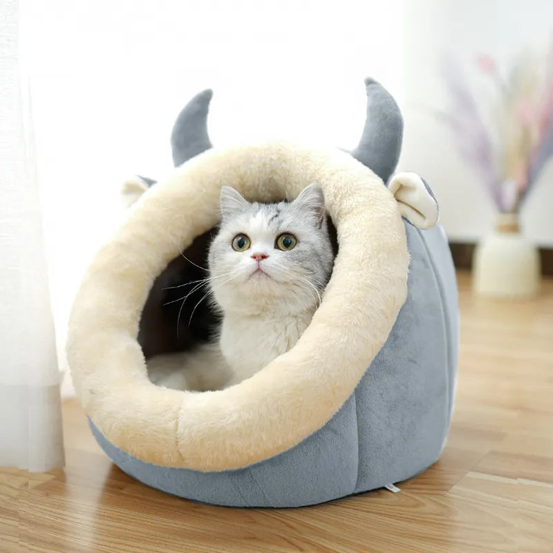The Cat Bed with Ear Design - Soft Pet Bed for Cats to Cuddle