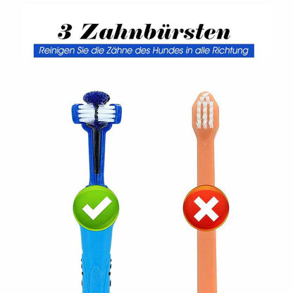 3-Head Dog Toothbrush - Effective Cleaning for Healthy Teeth