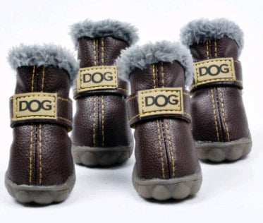 Cozy Leather-Look Winter Boots for Dogs
