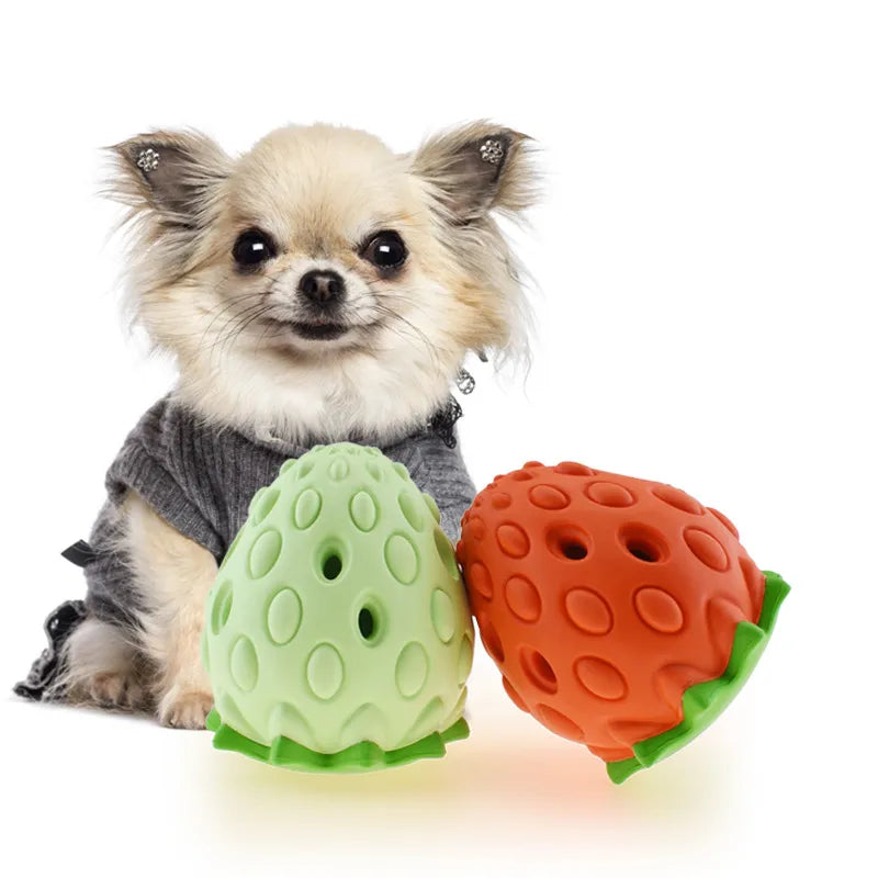 Chew Toys for Dogs - Interactive Rubber Strawberry-Shaped Toys