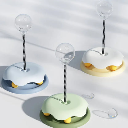 Interactive Cat Toy with Treat Dispenser and Flexible Rod