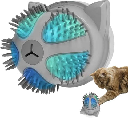 Self-Grooming Electric Cat Brush with Catnip Compartment and Dual Power Supply