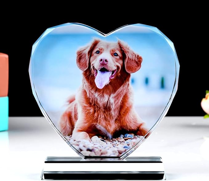 Custom 2D/3D Crystal Heart with Laser Engraving and Light