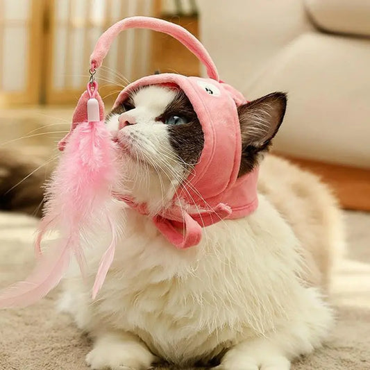 Cat Hat with Pendant - Fun Animal Costume for Cats with Toys
