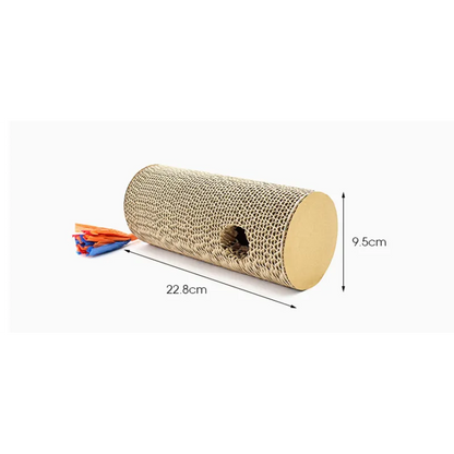 Cardboard Cat Scratching Roll - Scratching Toy with Multicolored Fringe and Hole