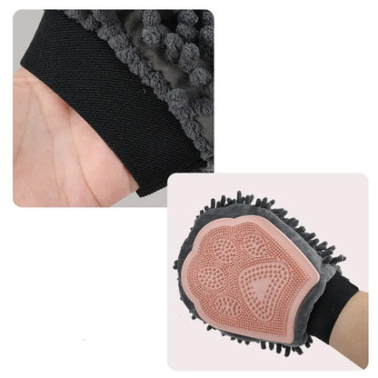 2-in-1 Grooming Glove with Microfibre and Silicone – Gentle Massage and Effective Hair Removal for Dogs and Cats