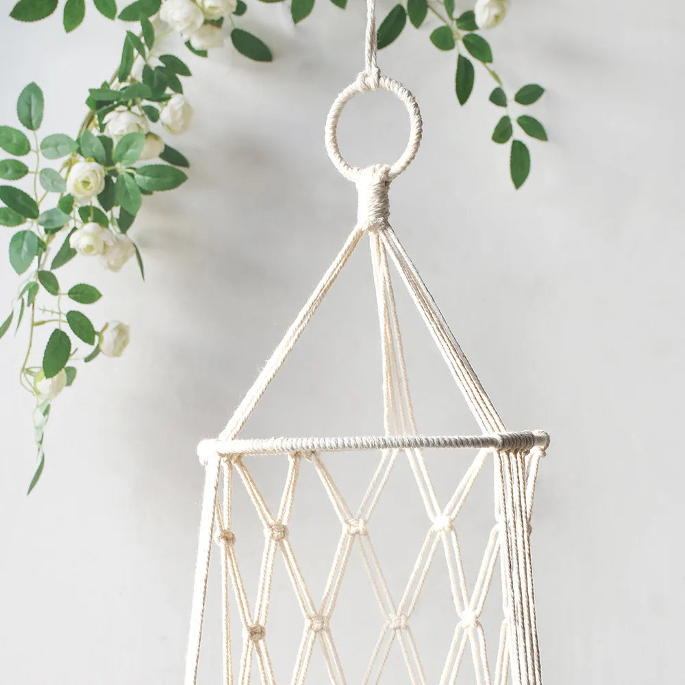 Macrame Hanging Chair for Cats - Boho Hammock with Cozy Cushion for Cats