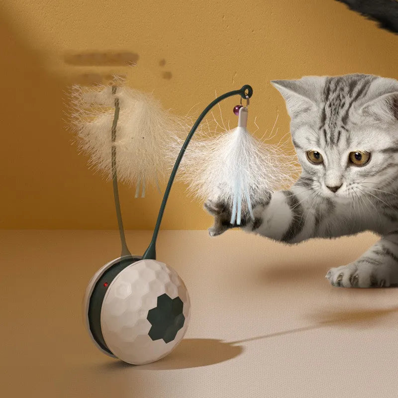 Interactive Cat Toy with Feather - Electronic Toy Ball for Cats