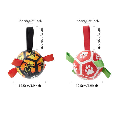 Interactive Ball Dog Toy – with Nylon Rope and Handles