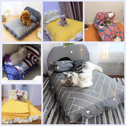 Cat Bed with Backrest - Comfortable Pet Bed with Cushion for Cats and Small Dogs