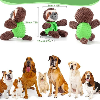 3-in-1 Dog Toy with Plush, Integrated Dental Cleaning Toy, and Treat Hideaway