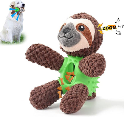3-in-1 Dog Toy with Plush, Integrated Dental Cleaning Toy, and Treat Hideaway