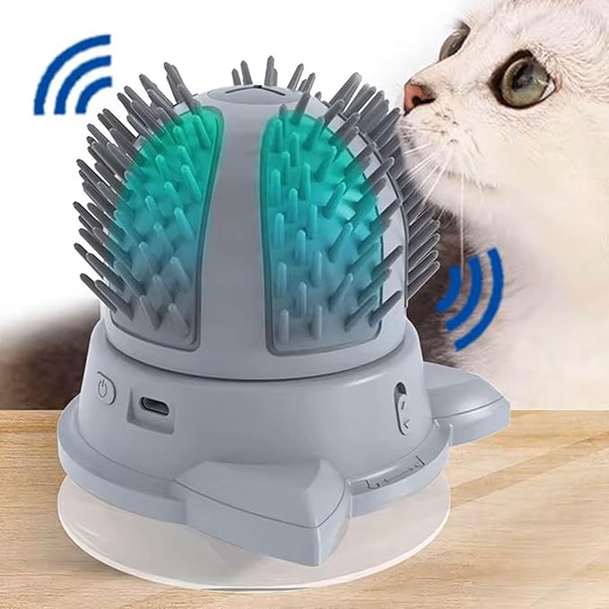 Self-Grooming Electric Cat Brush with Catnip Compartment and Dual Power Supply