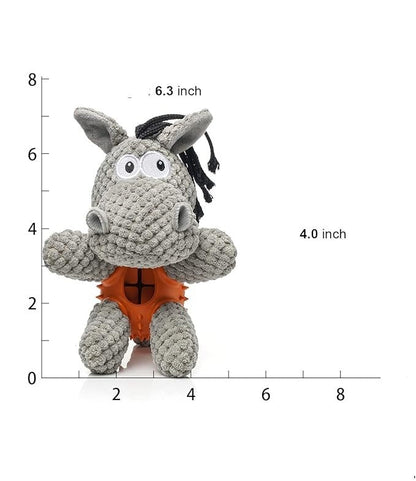 3-in-1 Dog Toy with Plush, Integrated Dental Cleaning Toy, and Treat Hideaway