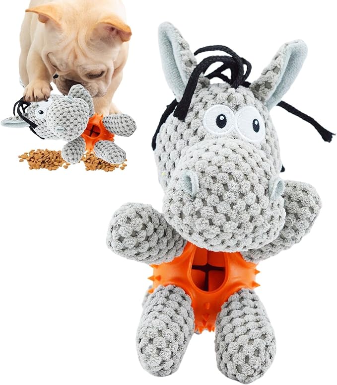 3-in-1 Dog Toy with Plush, Integrated Dental Cleaning Toy, and Treat Hideaway