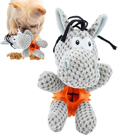 3-in-1 Dog Toy with Plush, Integrated Dental Cleaning Toy, and Treat Hideaway