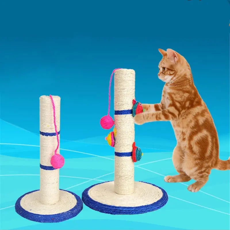 Cat Scratching Post with Multicoloured Toys – Sisal Cat Tree with Balls and Animal Figures
