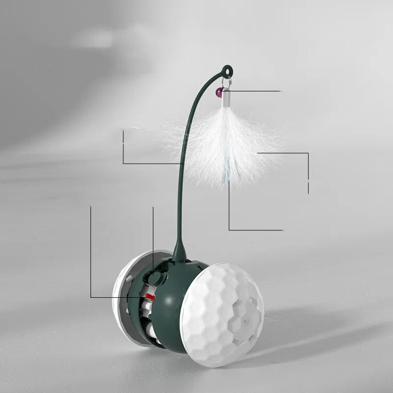 Interactive Cat Toy with Feather - Electronic Toy Ball for Cats