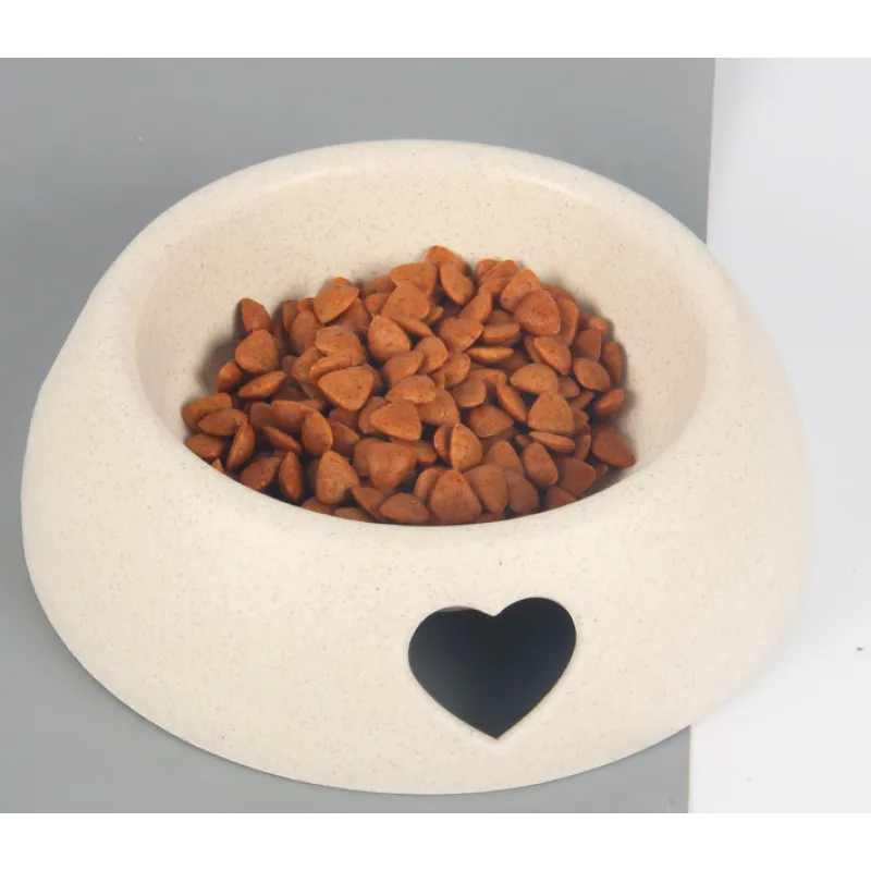 Dog Bowl Made from Natural Material – Food and Water Bowl with Heart Design