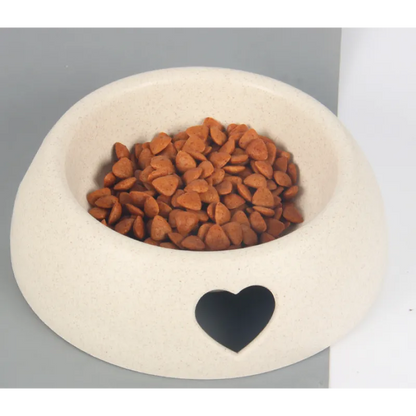 Dog Bowl Made from Natural Material – Food and Water Bowl with Heart Design