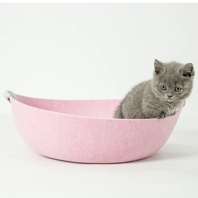Felt Pet Bed for Cats - Soft and Comfortable Basket with Handles