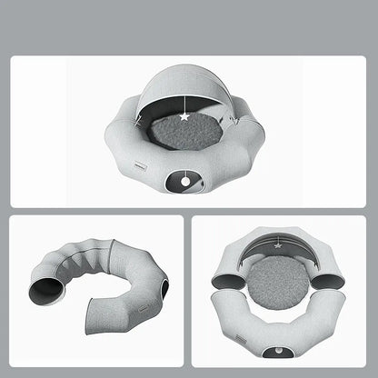 Cozy Bed for Cats and Small Dogs with Removable Roof and Toys