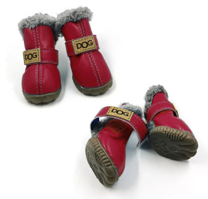 Cozy Leather-Look Winter Boots for Dogs